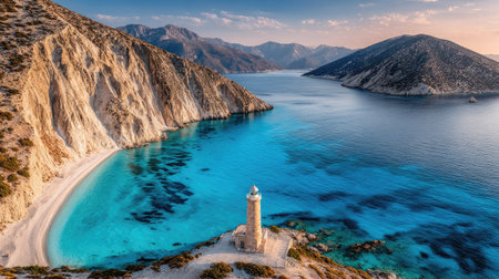 Lighthouse on the coast of Kefalonia island, Greeceの素材