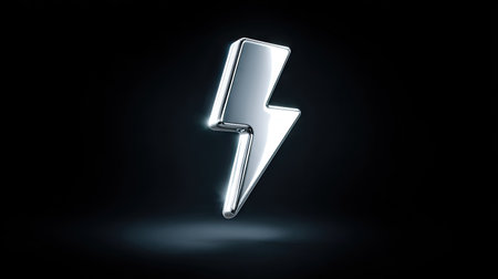 Highly quality 3d rendering of a lightning symbol in front of a dark backgroundの素材