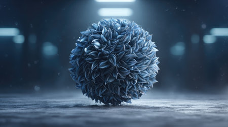 3d rendering of abstract blue sphere in dark space. Futuristic conceptの素材