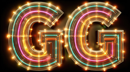 3d illustration of the word go glowing in a neon style.の素材