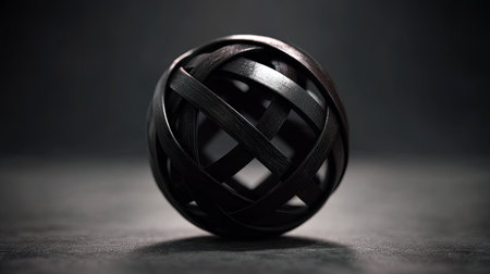 Black ball on a dark background, close-up, selective focusの素材