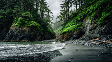 Beautiful scenery of the Pacific Ocean in Washington State, USA.の素材