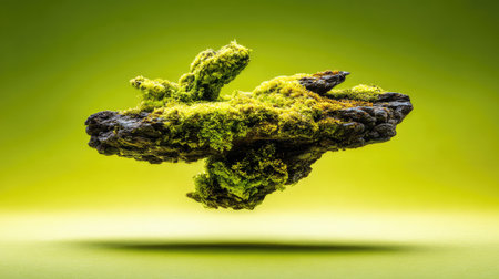 Green moss isolated on green background with copy space for your text.の素材