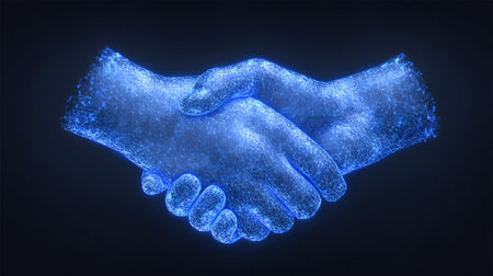 shaking hands. business handshake. vector polygonal illustration.の素材