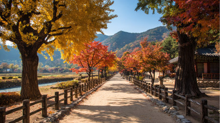 Autumn leaves in Gyeongbokgung Palace, South Koreaの素材