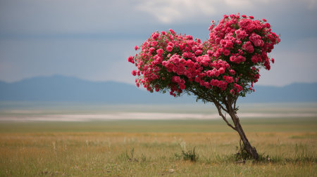 Rhododendron tree in the steppe of Kazakhstan.の素材