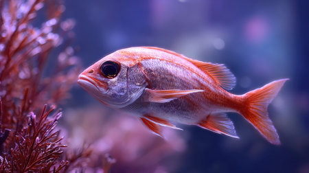 Tropical fish swimming in an aquarium. Underwater world.の素材