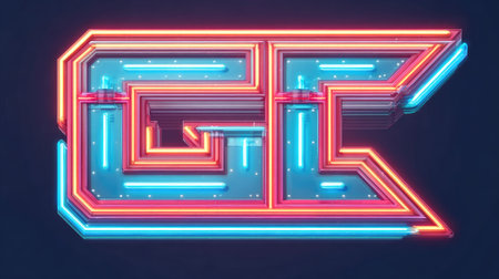 Neon signboard letter G in retro style. Vector illustration.の素材