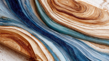 Abstract background of blue and white marble texture close-up macro photographyの素材