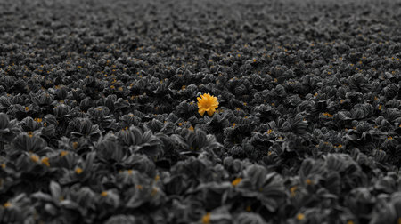 3d rendering of a yellow flower in the middle of a fieldの素材