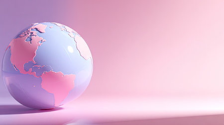 Globe on pink background. 3D illustration. 3D rendering.の素材