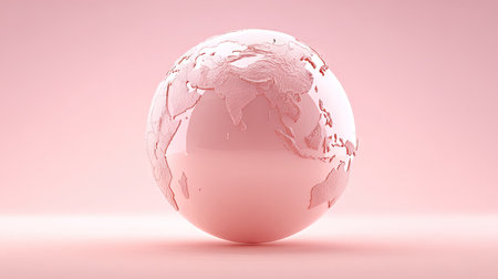 3d rendering of a pink globe on a pink background. The concept of global communication.の素材