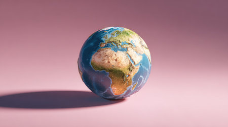 Earth globe on pink background. Elements of this image furnished by NASAの素材