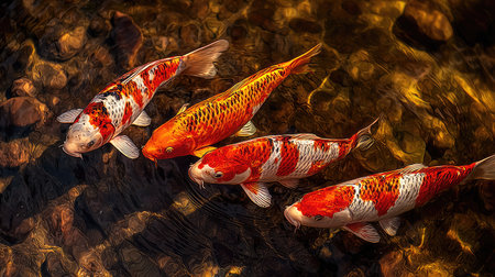 Koi fish swimming in the pond. Colorful koi fish.の素材