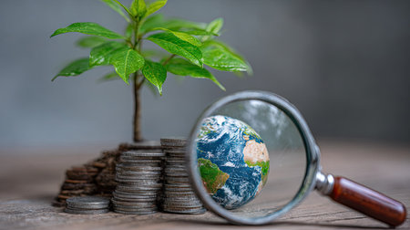 globe and coins, save money for prepare in the future.の素材