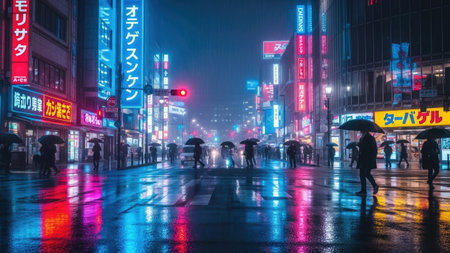 Street scene in Hong Kong at night.の素材