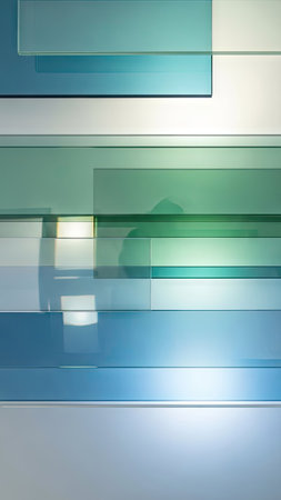 abstract background made of glossy glass panels with blue and green lightの素材