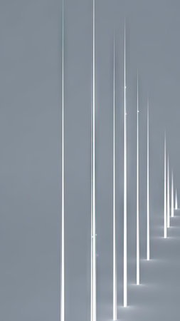 Abstract light lines on grey background. Minimal concept. 3D Renderingの素材
