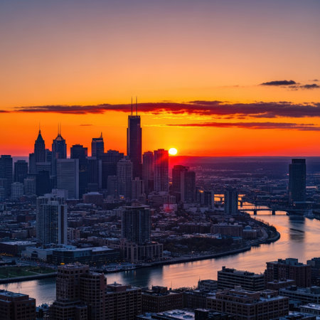 Beautiful cityscape and skyline of charlotte north carolina at sunsetの素材