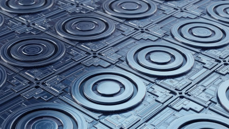 3d rendering of abstract technology background. Hi-tech circuit board.の素材
