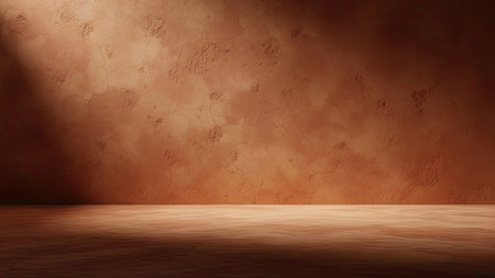 Empty room with grunge wall and wooden floor. 3d renderingの素材