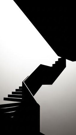 Staircase in black and white. 3d rendered illustration.の素材