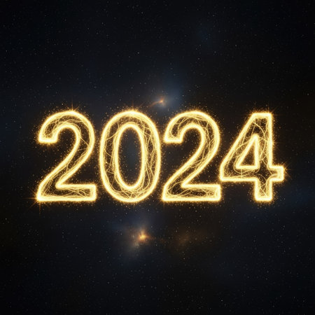 Glowing golden numbers 2014 on a dark background. New Year conceptの素材