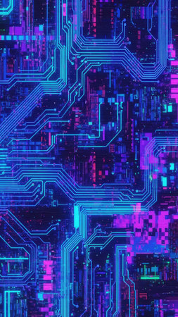 Abstract technology circuit board digital background, 3d rendering computer digital illustration.の素材