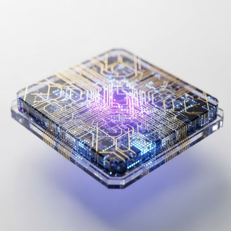 Circuit board on a white background. 3d rendering, 3d illustration.の素材