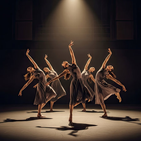 Group of modern ballet dancers dancing in studio. Ballet concept.の素材