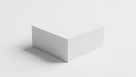 A stark white box is presented against a seamless white backdrop. The object, with its clean lines and sharp angles, is bathed in soft, diffused lighting, creating subtle shadows. The design emphasizes simplicity and form. Suitable for showcasing products or concepts.の素材