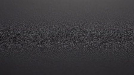 This image presents a close-up view of a dark textured surface. The visual is characterized by its grainy texture and monochromatic color palette. The composition appears minimalist, with soft lighting enhancing the surface details. Suitable for various design projects and could be used as a background.の素材