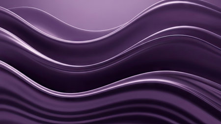 This image showcases a flowing, abstract pattern of purple waves. The composition displays smooth, reflective surfaces with subtle highlights and shadows. The image exhibits a sophisticated aesthetic, potentially suitable for design, background elements, or conceptual representations. This visual could be used in various commercial projects.の素材