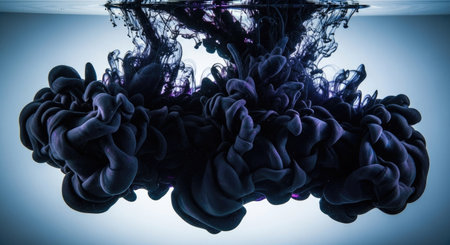 Acrylic colors in water. Ink swirling in water. Abstract background.の素材