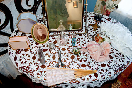 Still life in the style of boudoir with a portrait of a young man
