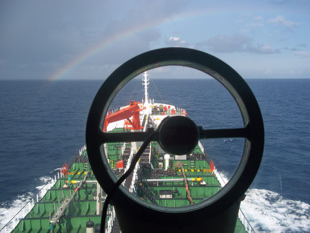 Ship sailing at ocean