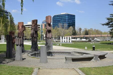 Man made Sculptures at a park in Santiago, Chileのeditorial素材