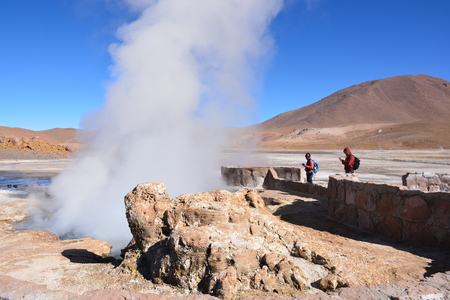 Geyser in Atacama desert Chileのeditorial素材