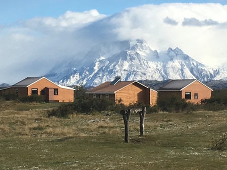 landscape or mountains, snow and hostels in Patagonia Chileのeditorial素材