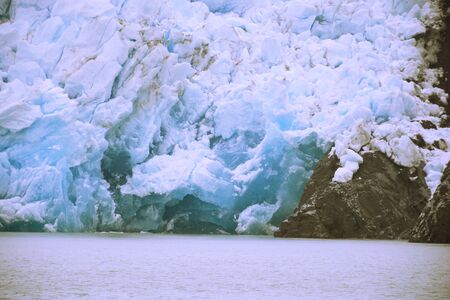 landscape of Glacier, snow and lake in Patagonia Chileの写真素材
