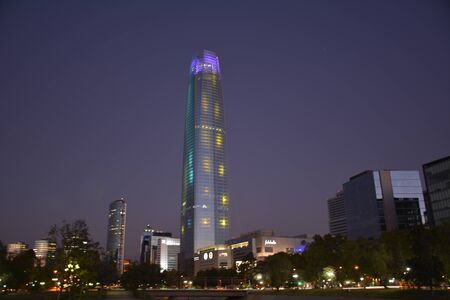 Skyscrapers and sunset in Santiago Chileのeditorial素材