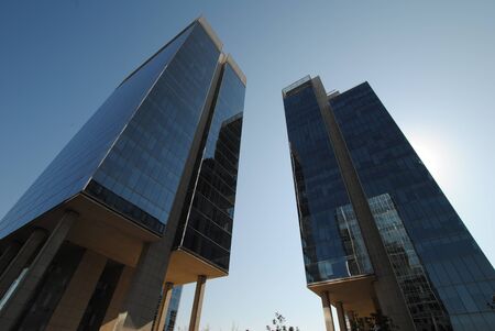 Skyscrapers and sunset in Santiago Chileのeditorial素材