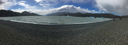 Landscape of mountains,glacier lake at Patagonia Chile