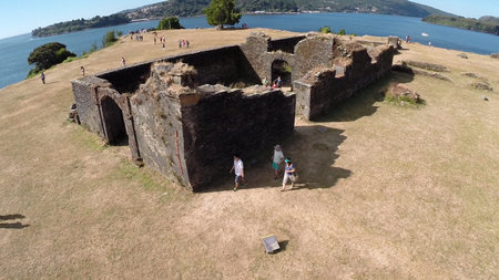 Landscape,fort, cliff and architecture in Chileの写真素材
