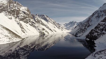 lagoon at a Ski resort in Santiago, Chileの写真素材