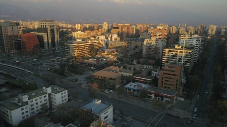 Aerial view of skyscrapers and city view in Chileのeditorial素材