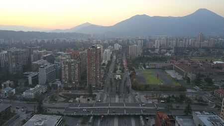 Aerial view of skyscrapers and city view in Chileのeditorial素材
