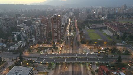Aerial view of skyscrapers and city view in Chileのeditorial素材