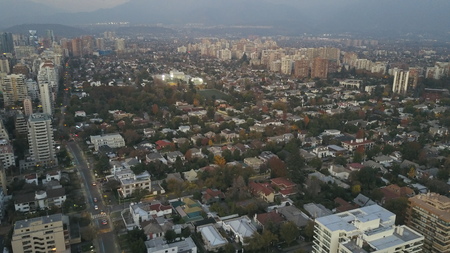 Aerial view of skyscrapers and city view in Chileのeditorial素材