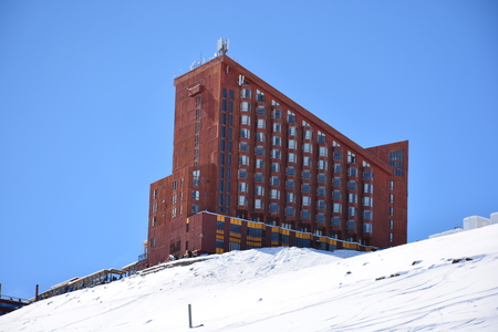 Winter and Snowfall at a ski resort in Santiago, Chileのeditorial素材